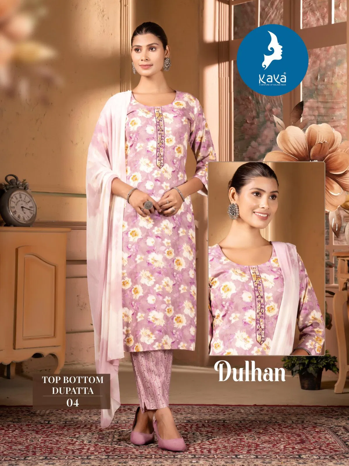 Dulhan By Kaya Rayon Printed Kurti With Bottom Dupatta Wholesalers In Delhi